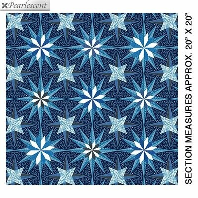 Patchworkstoff Patchworkstoff "Celestial Lights Star Medallion" mit Perlmutt-Effekt, blau, Sterne, Amanda Murphy, 17,50 €/m