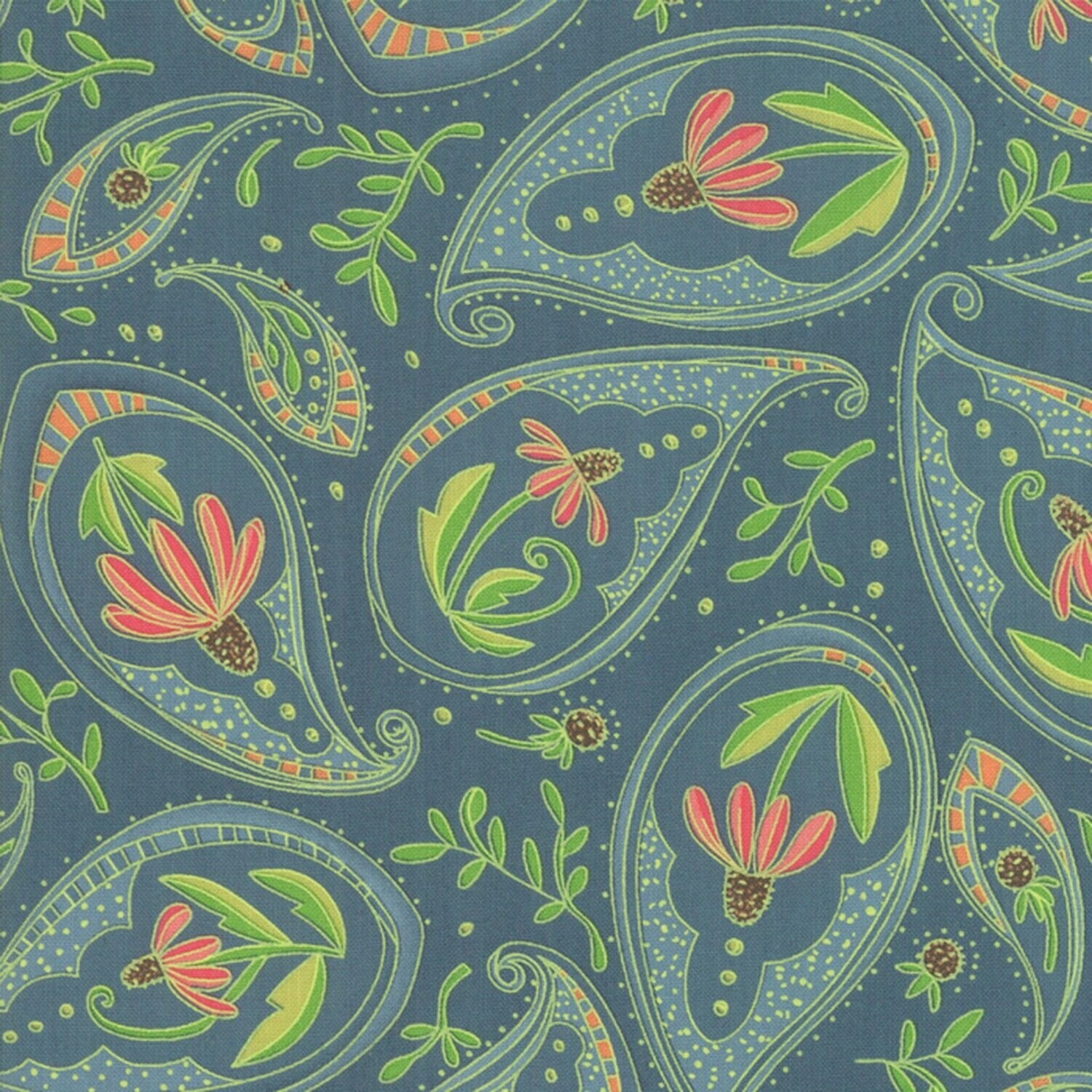 14,00/m, Moda Painted Meadows Teal Paisley