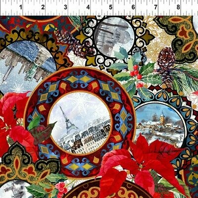 Patchworkstoff Patchworkstoff "Winter Around The World Winter Scenes", winterliche Szenen, rot, Jason Yenter, 20,00 €/m*