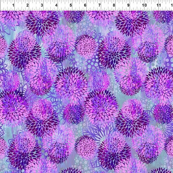 Patchworkstoff Patchworkstoff "Chrysanthemum Purple", Chrysanthemen Blumen in lila-violett, Jason Yenter, 19,00/m