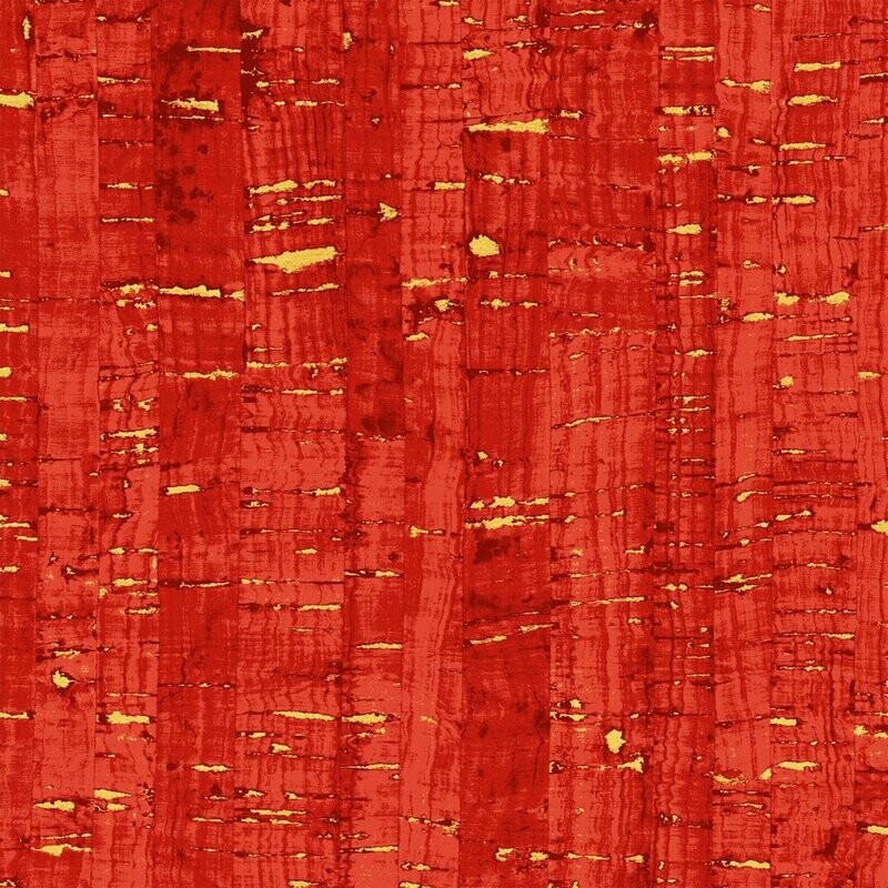 Patchworkstoff Patchworkstoff "Uncorked", Korkoptik, rot-gold, 19,50 €/m*
