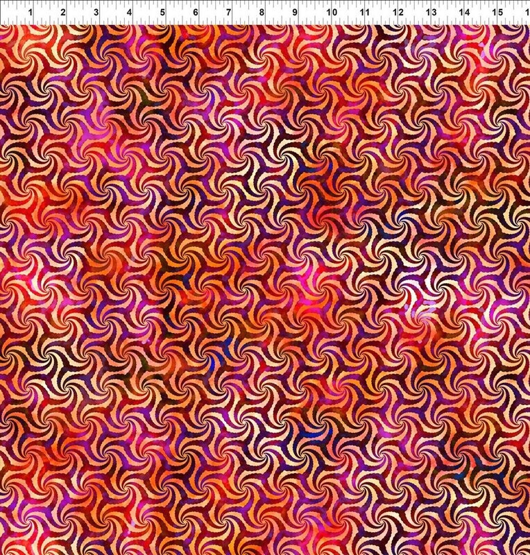 Patchworkstoff Patchworkstoff "Elysian Twist" mit Batikeffekt, Swirls, rot-orange, Jason Yenter, 19,80 €/m