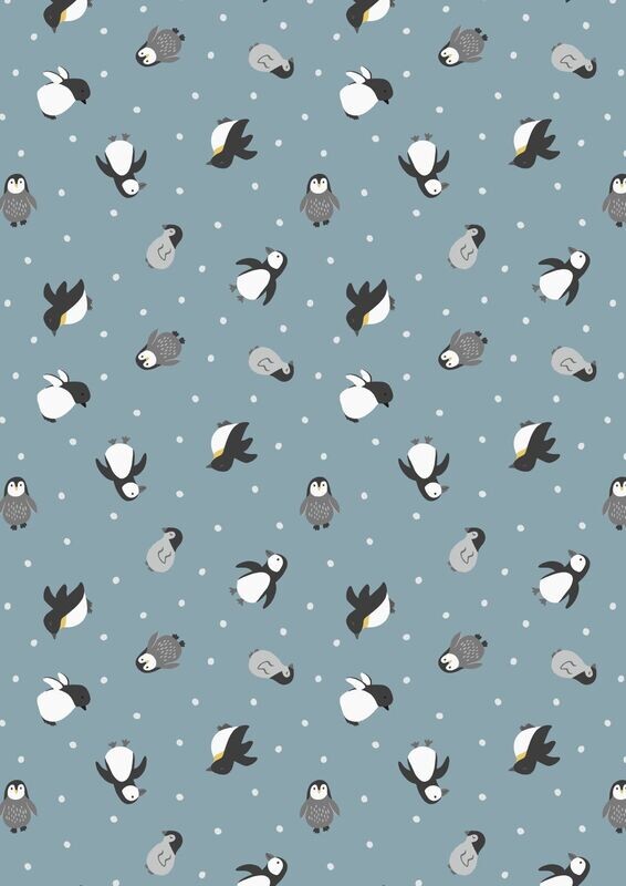 Patchworkstoff Patchworkstoff "Penguins on snow blue with pearl", Pinguine mit Perlschimmer von Lewis & Irene, 19,80 €/m