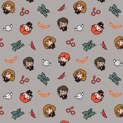 Lizenz-Patchworkstoff Lizenz-Patchworkstoff "Harry Potter©", Kawaii Trio Toss grey, grau, 20,50 €/m*
