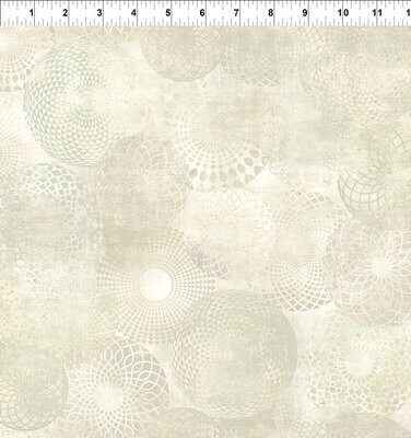"Halcyon Circles Cream", hochwertiger Digitaldruck mit Kreisen in Batik Optik, 20,90 €/m.