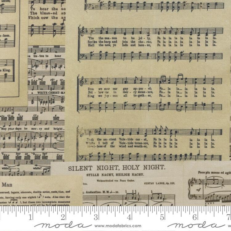 Patchworkstoff "Christmas Faire", Notenblätter, dunkelbeige, Moda, 15,00/m