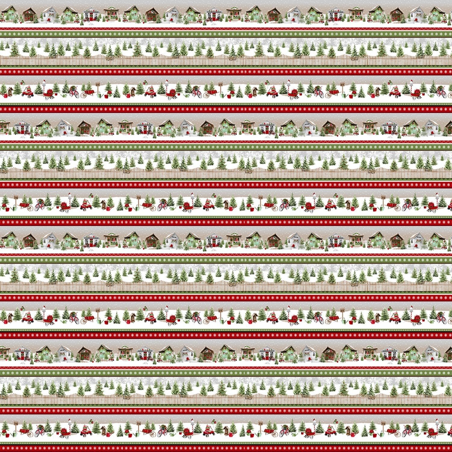 Patchworkstoff, Bordüre Patchworkstoff, Bordüre "Novelty She Shed Stripe", Holiday Happy Place, Häuser & Trucks, 15,00 €/m