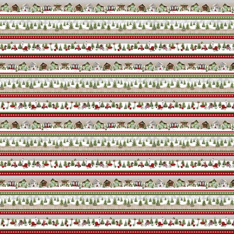 Patchworkstoff, Bordüre Patchworkstoff, Bordüre "Novelty She Shed Stripe", Holiday Happy Place, Häuser & Trucks, 15,00 €/m