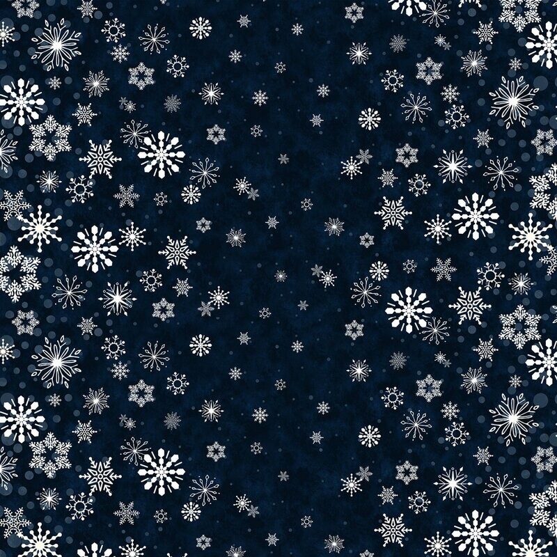 Patchworkstoff, Patchworkstoff, "Snowflake Border Stripe", Flurry Friends, Eiskristalle, Bordüre, 19,80 €/m
