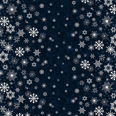 Patchworkstoff, Patchworkstoff, "Snowflake Border Stripe", Flurry Friends, Eiskristalle, Bordüre, 19,80 €/m