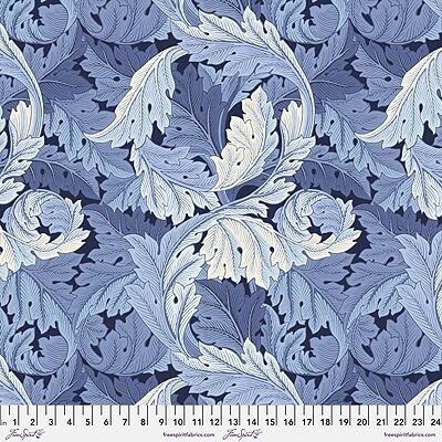 REST: 45cm, Patchworkstoff REST: 45cm, Patchworkstoff "Large Acanthus" mit Blättern, blaugrau Kollektion Wandle von Morris & Co., 21,50 €/m