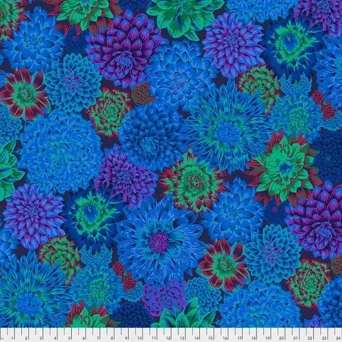 Patchworkstoff Patchworkstoff "Dancing Dahlias - BLUE", Dahlien, Kaffe Fasset, 19,80 €/m,