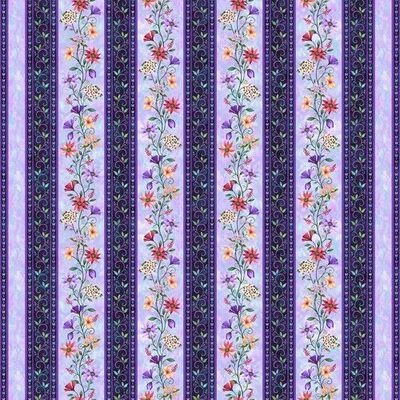Patchworkstoff Patchworkstoff "Fairytale Forest Border Stripe", Bordürenstoff mit Blumen, bunt, 14,00 €/m