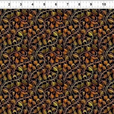 Patchworkstoff , "Legendary Journeys, Vines - Multi", Blätter in grün,orange und braun von Jason Yenter, 21,50 €/m*
