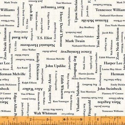 Patchworkstoff Patchworkstoff "Well Read - American Authors", geometrischer Schriftdruck, off-white, Whistler Studios