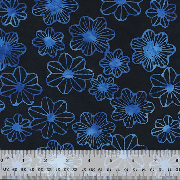 Batik "LILYPAD - Black" von Jacqueline de Jonge aus der Kollektion "Midnight Moon", 14,00/m