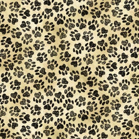 Patchworkstoff Patchworkstoff "Dog Prints Cream", süßer Patchworkstoff mit Hundepfoten in creme, schwarz und beige, 20,50 €/m
