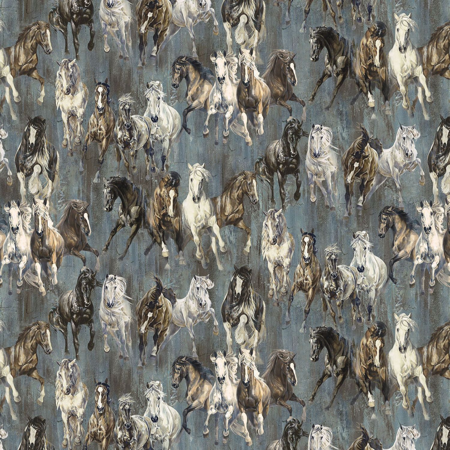 Patchworkstoff "Pferde Allover" aus der Kollektion Pedigree mit verschiedenen Pferderassen, 21,50 €/m