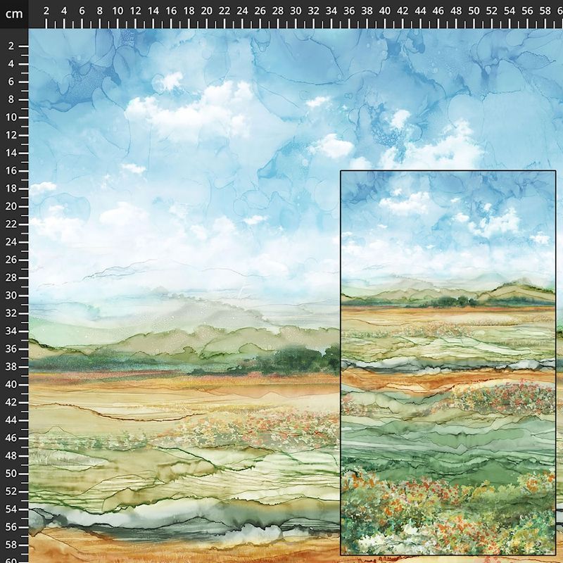 Patchworkstoff, "The Great Outdoors Meadow Ombre", Landschaft und Berge, multicolor, 22,50 €/m