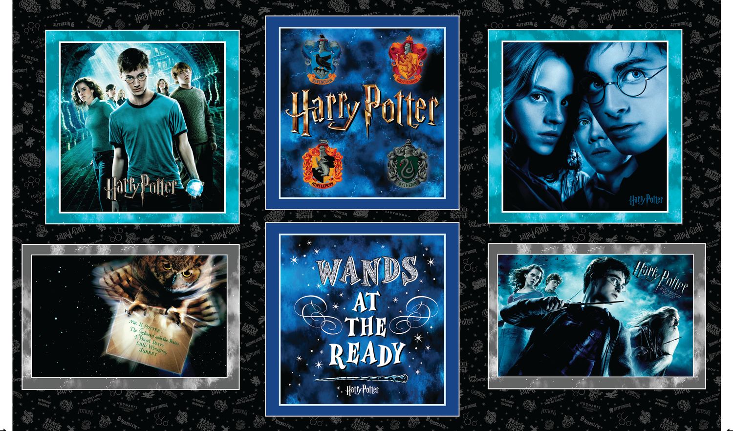 Lizenz-Patchworkstoff Lizenz-Patchworkstoff "Harry Potter© Kissenpanel", 91,5 x 150 cm, Film, Zauberer, 28,41 €/m