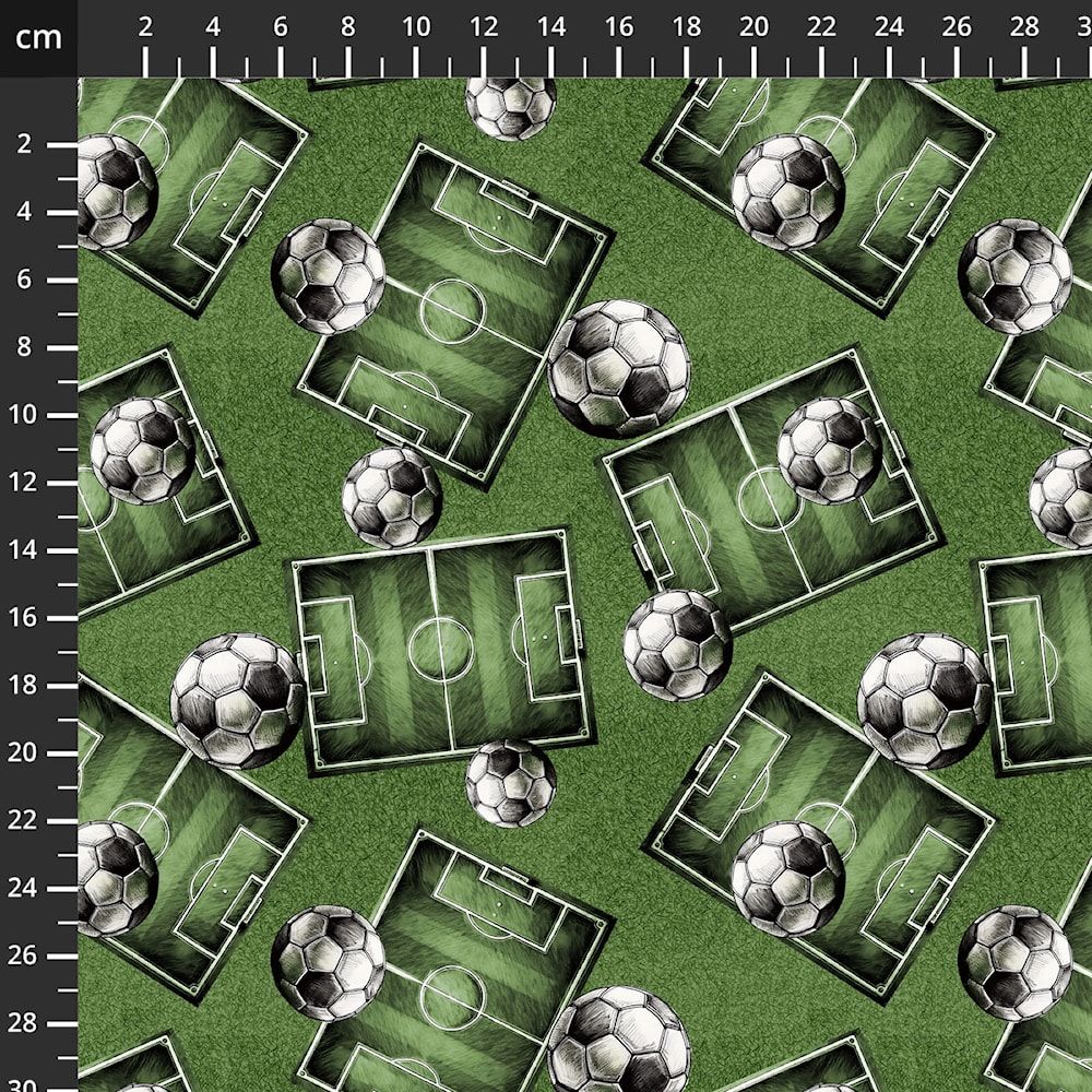 Patchworkstoff "Goalbound", Fussball, Spielfelder, WM-Spiel, grün, 21,50 €/m*