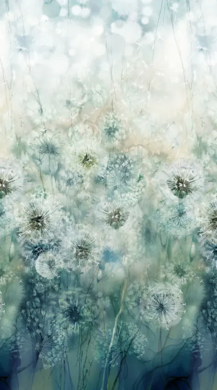 Patchworkstoff Bordüre Patchworkstoff Bordüre "Whisper Full Width Border Teal", Blumen, Pusteblumen, creme-petrol, 22,50 €/m*
