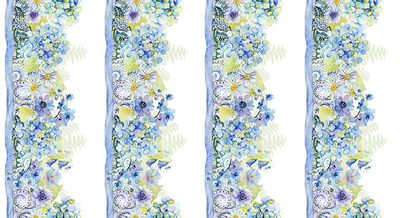 Bordüren-Patchworkstoff Bordüren-Patchworkstoff "Leah Collection Border", Blumen, Paisley, Watercolor, weiß, 20,50 €/m*