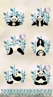 59-cm-Panel Patchworkstoff 59-cm-Panel Patchworkstoff "Yoga Panel", mit verschiedenen Pandas aus der Kollektion Yoga Pandas, 20,17 €/m
