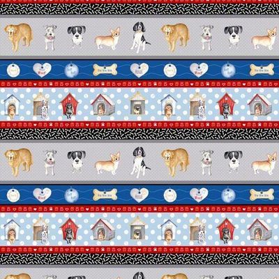 Patchworkstoff Patchworkstoff "Think Pawsitive - Stripe in Multi", Hunde, Streifen, Bordüre, bunt, 19,00€/m