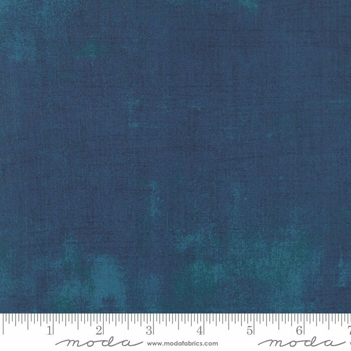 REST 40cm, Patchworkstoff REST 40cm, Patchworkstoff "Moda Grunge Prussian Blue" mit Schraffierungen, blau-petrol-grün meliert, 18,75 €/m