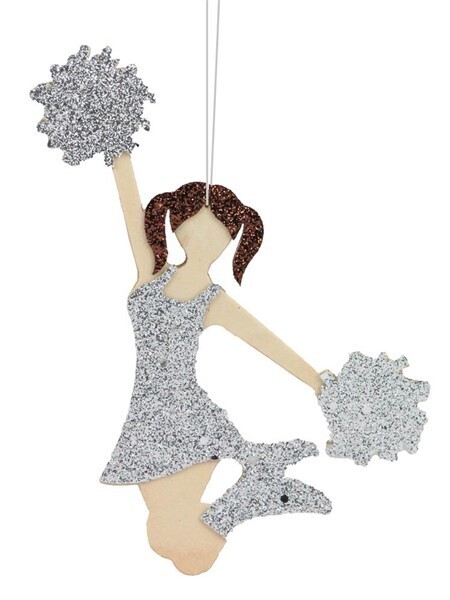 7&quot; Glitter foam Cheerleader ornament, name: Silver