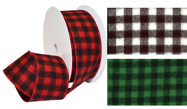 2.5” flannel buffalo plaid wired ribbon