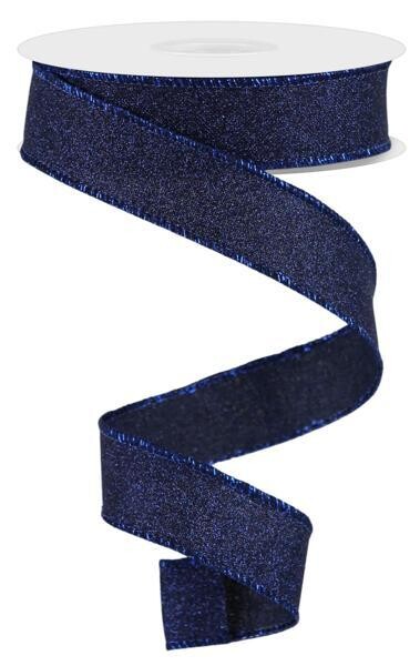 7/8” Navy Blue Glitter Wired Ribbon