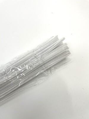 20 inch X 6mm white chenille stems - 50/pkg