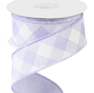 1.5&quot; Lavender white diagonal check ribbon