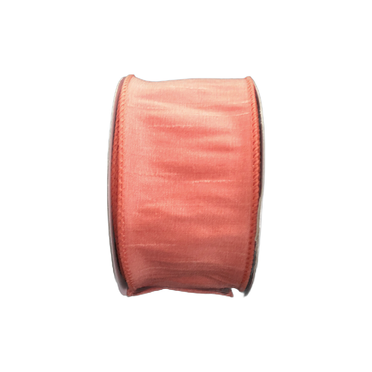 2.5&quot; Emelia faux dupioni silk wired ribbon, name: coral