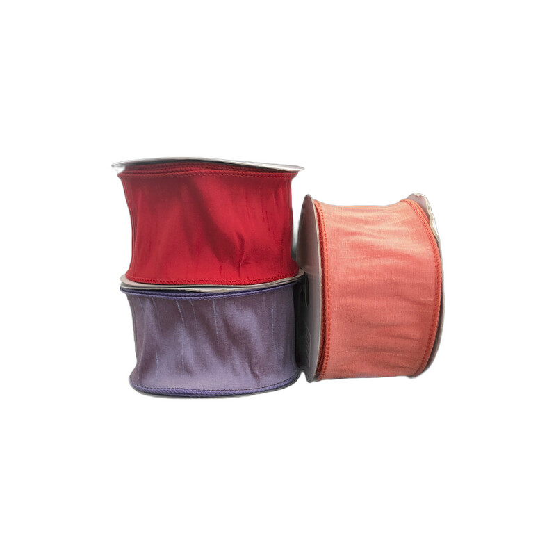 2.5&quot; Emelia faux dupioni silk wired ribbon