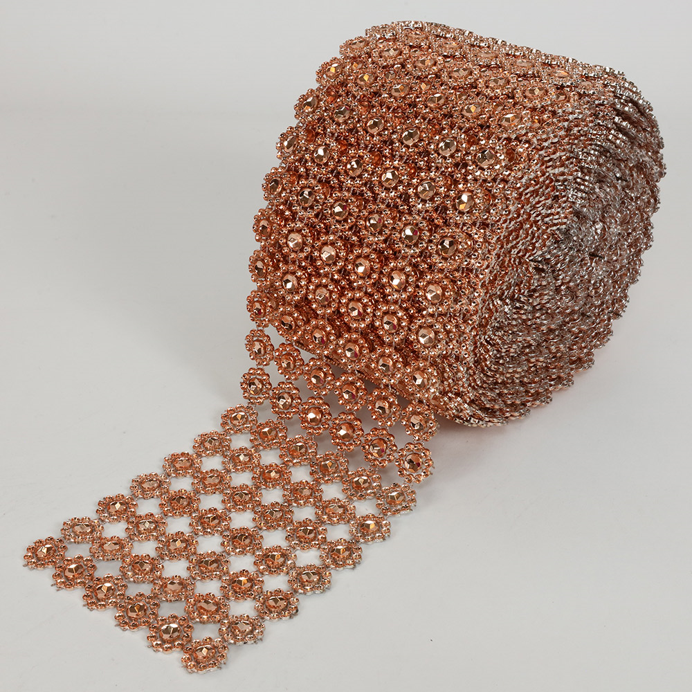 Flower wide bling mesh- 10yd roll, name: Rose gold