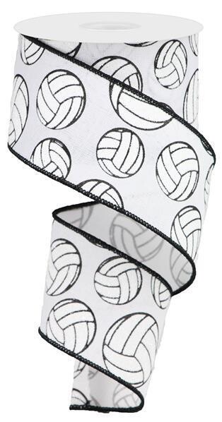 2.5&quot; Glitter Volleyballs black white ribbon