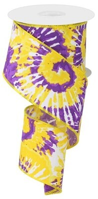 2.5&quot; Tie Dye purple gold yellow ribbon