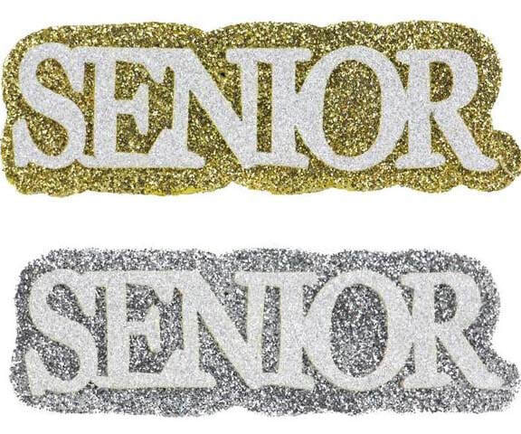 4.5” SENIOR glitter foam decoration- gold or silver