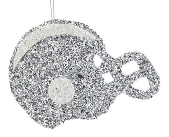2.25” mini glitter foam football helmet, name: silver- single helmet