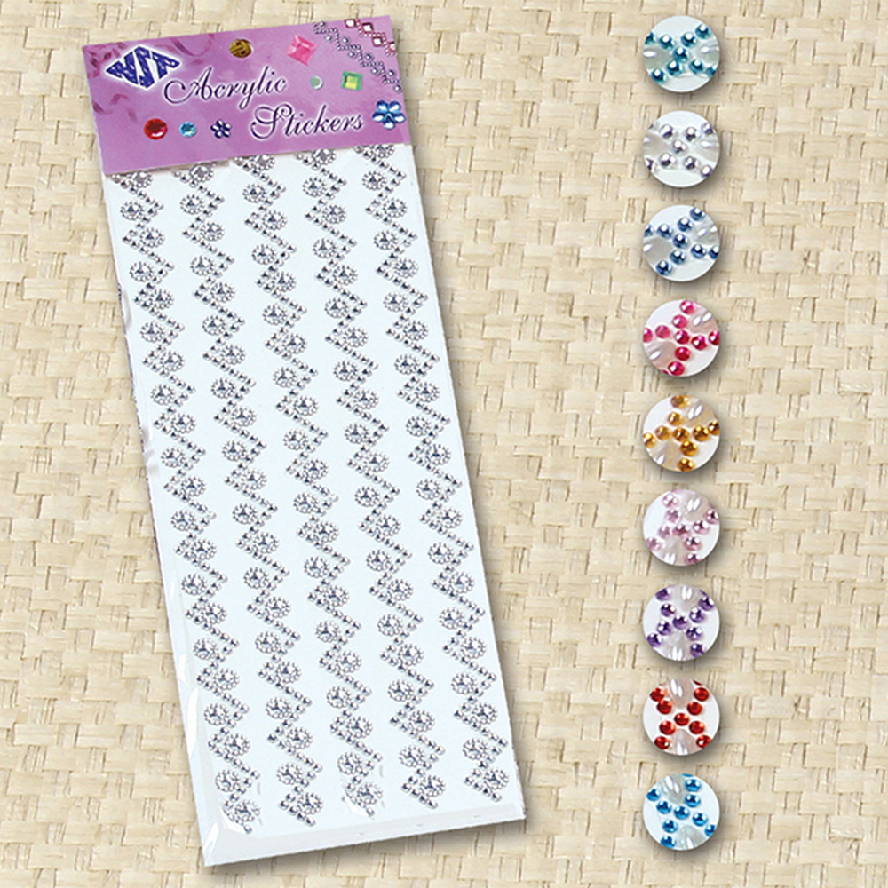 Flower zig zag gemstone stickers- 14mm