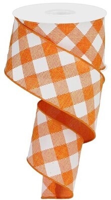 2.5” orange white diagonal check ribbon