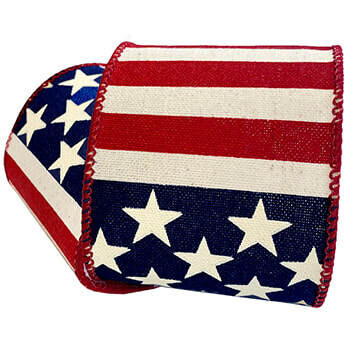 2.5” Wave The Flag Red, White &amp; Blue Wired Ribbon