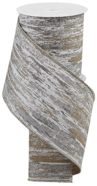 4” natural birch bark glitter ribbon