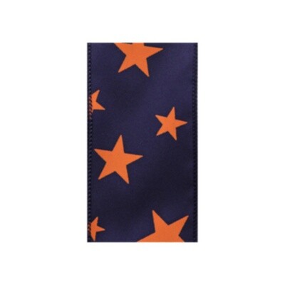2.5” navy with orange stars wired ribbon