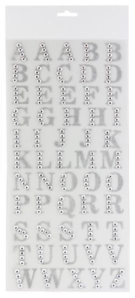 1” bling Alphabet sticker letters- gold or silver, name: silver- single card