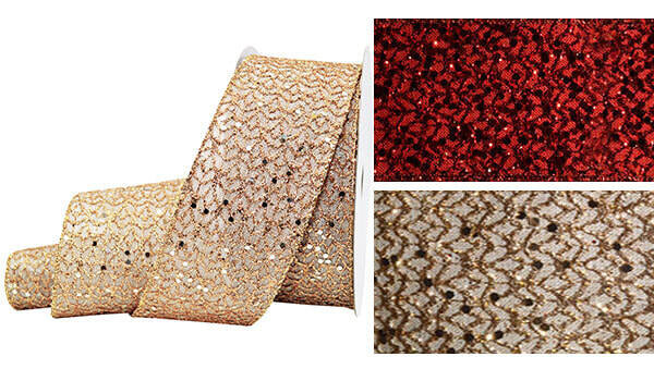 2.5” Bling glitter wired ribbon