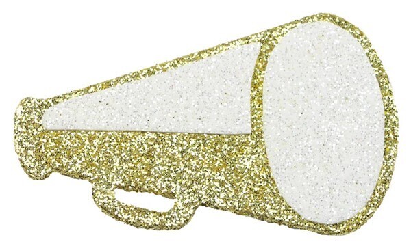 3.5” glitter megaphone- gold or silver, name: gold megaphone- single/EA